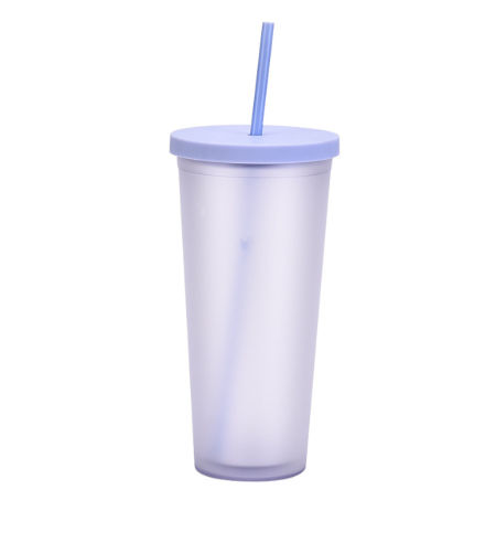24 oz Frosted Clear Tumblers with Lids and Straws.
