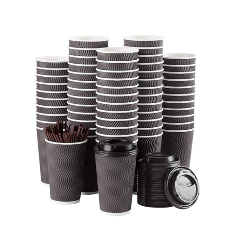 Copos de café de papel de parede dupla biodegradáveis de alta qualidade com logotipo personalizado OEM, 8oz 10oz 12oz 16oz
