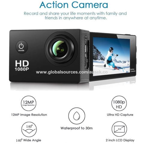 Caméra d'action sportive 1080p, caméscope DV étanche sous-marin, caméra  d'action à écran 2 pouces, caméra étanche HD 30 m avec kit d'accessoires  avec