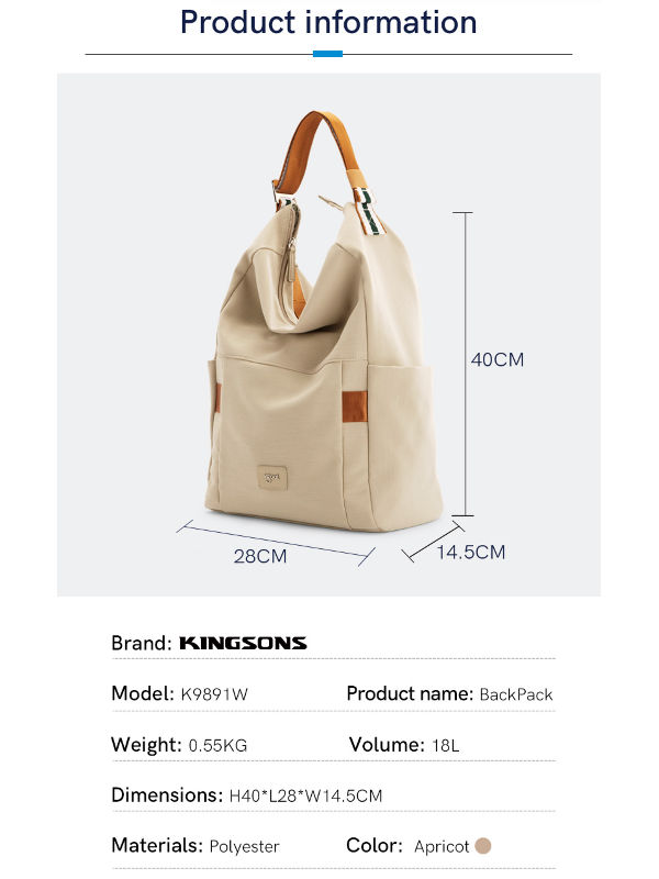 Polyester Hobo shoulder bags Stylish school backpacks for girl removable shoulder straps lady bags supplier