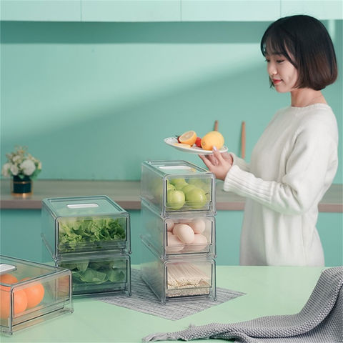 Drawer Refrigerator Transparent Storage Box Fruit Vegetable Storage  Containers