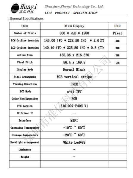 lcd screen specifications supplier