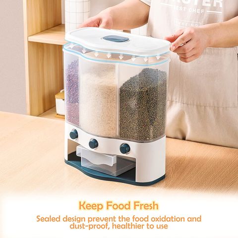 Airtight Large Capacity Dry Food Cereal Dispenser Plastic Rice