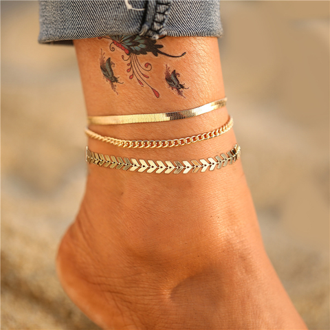 Bohemian Silver Heart Multi Chain Anklet Ankle Bracelet – Fashion