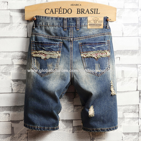 Buy Wholesale China Size 28-40 Ripped Patch Short Jeans 2021 British Style  High Quality Men's Denim Shorts & Men's Jeans at USD 7.65