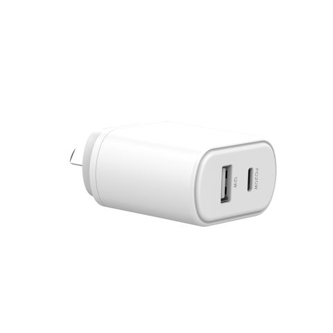 شاحن حائط للسفر بمنفذي USB-A + USB-C بقوة 32 واط بتقنية PD لأجهزة iPhone وسامسونج وأجهزة أخرى - بيع بالجملة