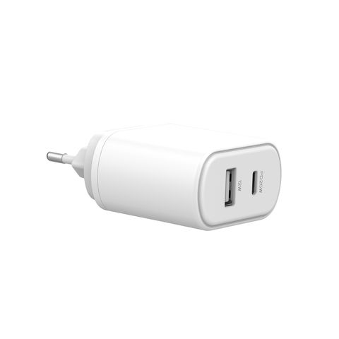 شاحن حائط للسفر بمنفذي USB-A + USB-C بقوة 32 واط بتقنية PD لأجهزة iPhone وسامسونج وأجهزة أخرى - بيع بالجملة