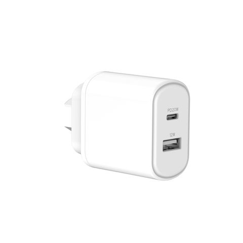 شاحن حائط للسفر بمنفذي USB-A + USB-C بقوة 32 واط بتقنية PD لأجهزة iPhone وسامسونج وأجهزة أخرى - بيع بالجملة