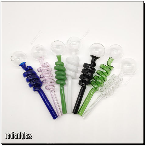 Multi Color Glass Spiral Oil Burner Smoking Pipe Glass Pipe For Water Pipe  Smoking Accessories From Silicone_bong, $1.34