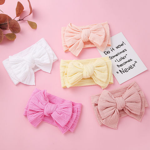 thumbnail image 2 of Newborn Baby Girls Headband Toddler Big Bow Hairband Cute Solid Stretch Turban Knot Head Wrap Head Wear 2 of 13