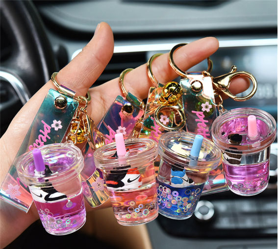 Milk Tea DIY Keychain Acrylic Pendant Car Keychain Backpack Keyring Couple  