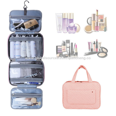 Buy Wholesale China Face Wash Bag Travel Bottle Cream Folding  Multi-compartment Pu Pvc Leather Cosmetic Handbag Pack & Women Makeup  Handle Cosmetic Carrier at USD 5.8