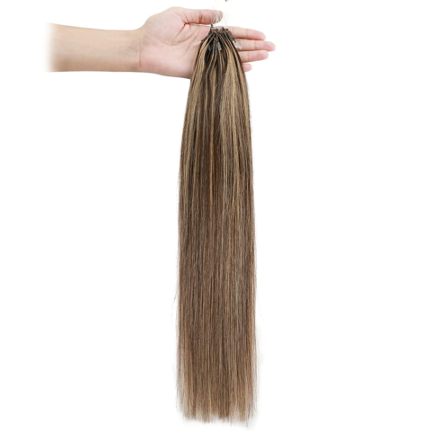 Natural Color Body Wave Micro Bead/Microlink Weft Hair Extensions, 16 16 (2 Bundles)