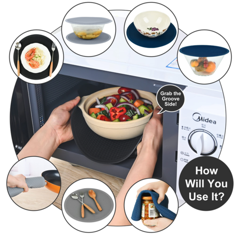 Safe Grabs Silicone Microwave Mat, Trivet, Pot Grabber 