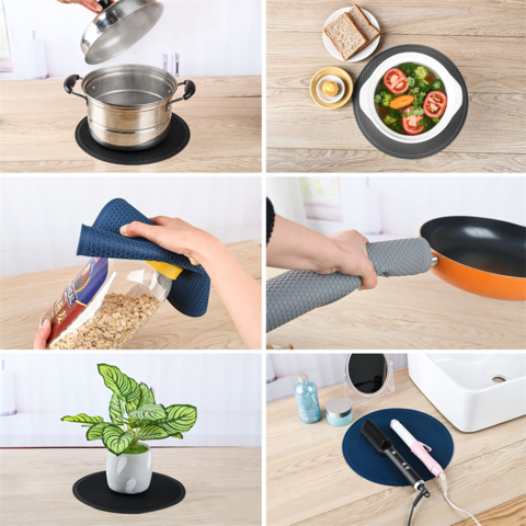 Kitchen Trivets 4 Pieces Non-slip Heat Resistant Silicone Mat Pan Hot Pan  Stand