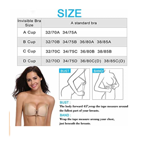 2 Pcs Self Adhesive Invisible Bra Push Up Backless Strapless