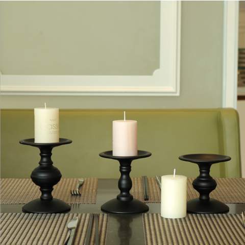 Distressed Black Candle Holders for Pillar Candles Set of 3, Vintage Crown  Candle Stands for Table Centerpiece Decor, Tall Antique Metal Candle Holder