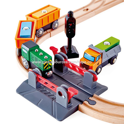 Hape Wooden Train Set: Busy City Rail Set - 51 Pieces - Kids Pretend Play  Railway Set