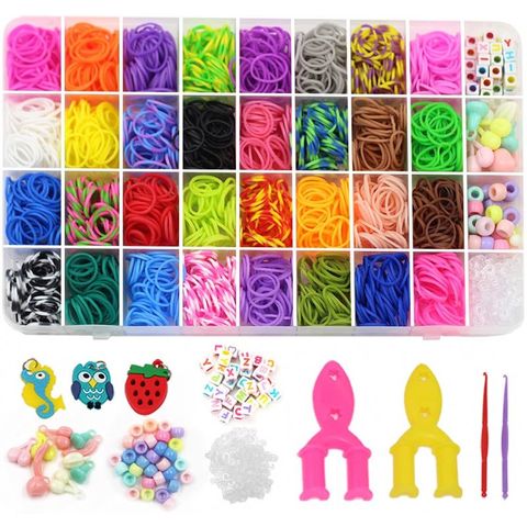 Kit de pulsera de telar, kit de fabricación de pulseras de goma, juego de  bandas de goma, juego de pulseras de goma de 40 colores, bandas de goma