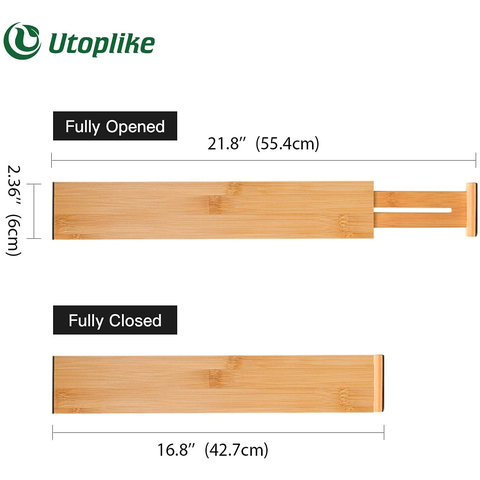 Utoplike 4 Pack Bamboo Kitchen Drawer Dividers,Adjustable Drawer