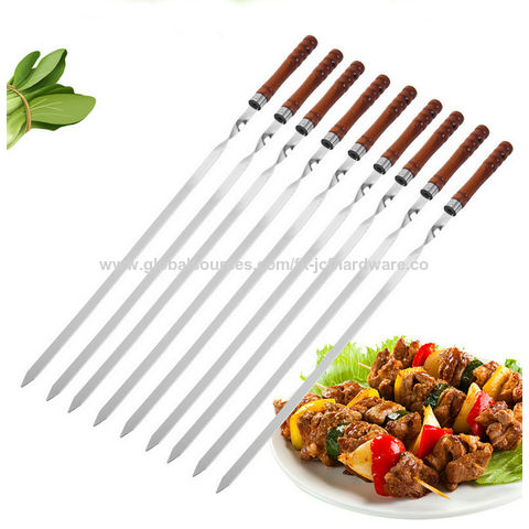 Brochettes de brochettes, brochettes de kebab en métal plates longues en  acier