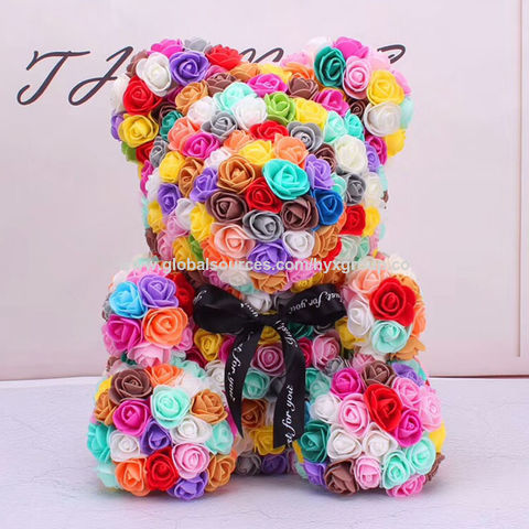 Globle Creations Teddy and 3 Rose Flowers in Beautiful Heart Shape Box with  Soft Toy - Best Gift to Express Love On Valentine's Day, Rose Day Or Decor