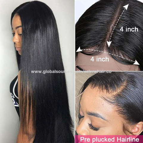 4x4 HD Lace Frontal Closure Human Hair 16 inch Straight Brazilian Virgin  Hair Extensions Unprocessed Invisible HD Lace 150% Density Natural Color