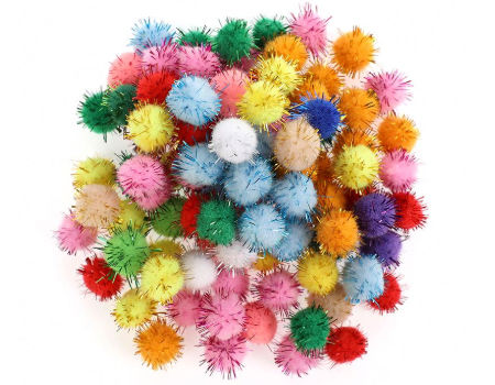 100pcs Glitter Plush Ball Pompom Hair Root Craft Supplies Kids Toys-Decorations 