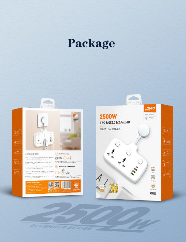 LDNIO multiple use power strips 20W PD+QC3.0+2 Auto-ID 2Universal Outlets USB power strips supplier