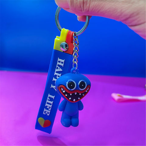 Promotional Customized Blue Plastic Coil Key Chain with Clip