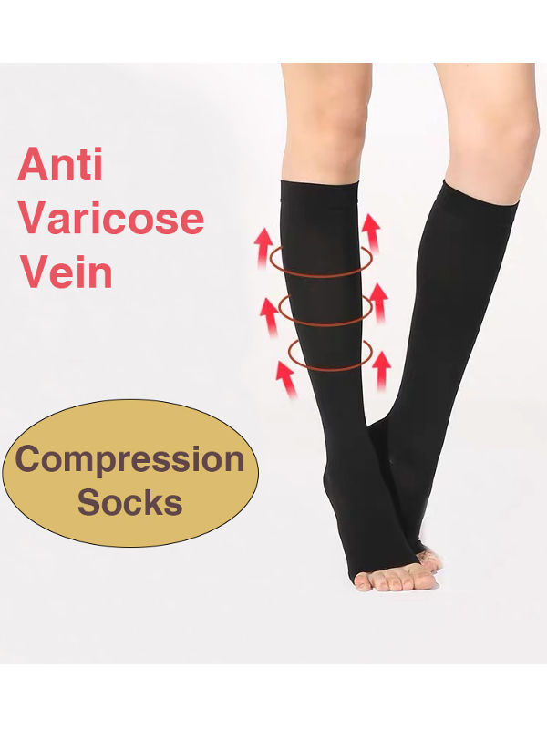 MXBEAUTY Thick Women Stockings Convenient Open Toes Knee High Socks  Varicose Vein Professional Long With Zipper For Men Pressure Circulation  Compression Stockings/Multicolor | Shopee Philippines