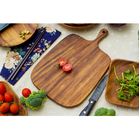 Planche à Découper Carrée Pratique avec Poignée - Planches à Découper en Bois pour Cuisine Professionnelle