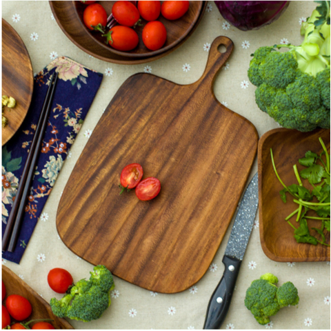 Planche à Découper Carrée Pratique avec Poignée - Planches à Découper en Bois pour Cuisine Professionnelle