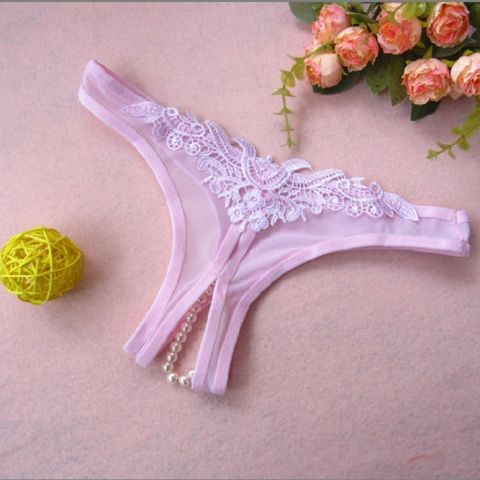 Bulk Buy Hong Kong SAR Wholesale Women's Sexy Panties,g-string With Pearls  Ball,crotchless Embroidery Thongs $1.7 from Meimei Fashion Garment Co. Ltd