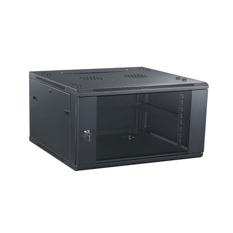 Baie de Serveur Réseau Murale avec PDU, Étagère Coulissante Fixe, Ventilateur, Panneau de Brosses Ventilées