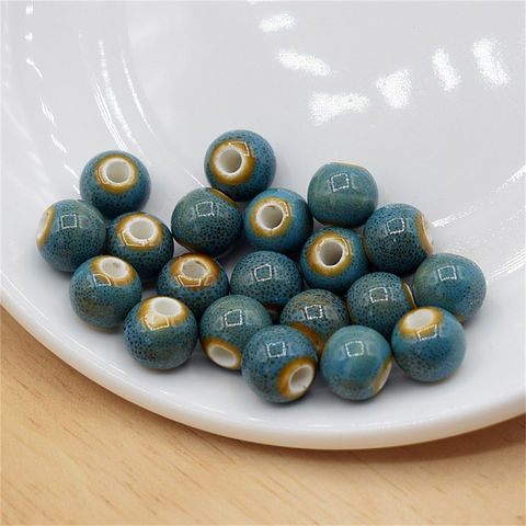 100PCS Decorative Round Small Beads For Jewelry Making DIY Ceramic Bead