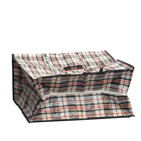 large plastic checkered woven laundry bags