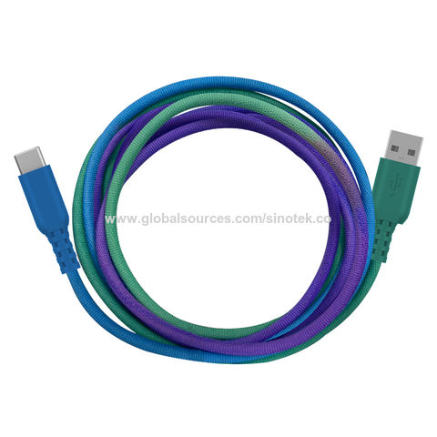 High quality Rainbow Nylon Braided Type C cable USB Data cable