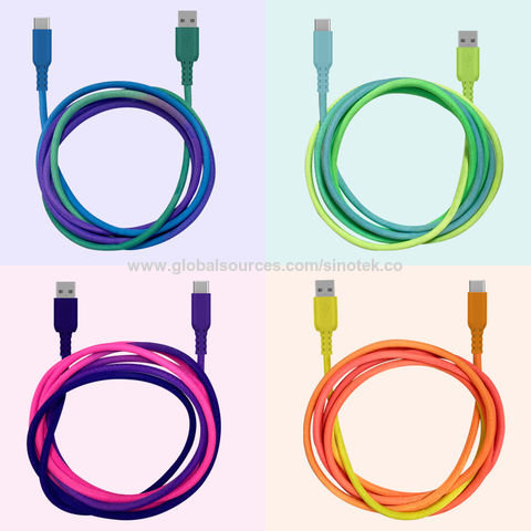 High quality Rainbow Nylon Braided Type C cable USB Data cable