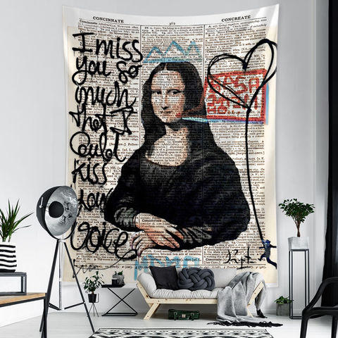 Buy Wholesale China Mona Lisa Graffiti Tapestry Wall Hanging Boho Style  Psychedelic Witchcraft Bedroom Art Home Decor & Graffiti Wall Hanging at  USD 6.98