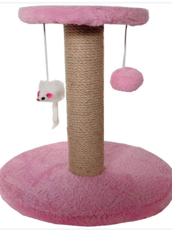 Pet Life Paw-Pleasant Eco-Natural Sisal and Jute Hanging Carpet Kitty Cat Scratcher with Toy, Pink