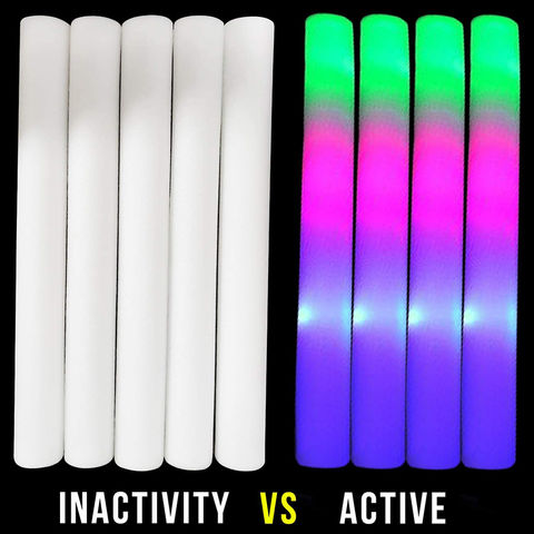 12/30 Pcs Foam Glow Sticks Bulk Colorful LED Foam Light Stick Glow