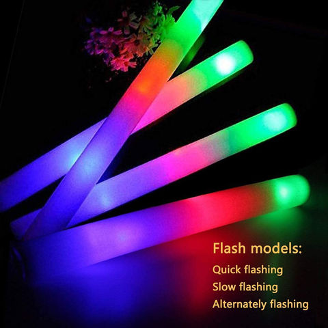 Light-Up Foam Sticks Sponge LED Soft Batons Glow In The Dark Built-in  Button Battery Party Wedding Festival Supplies