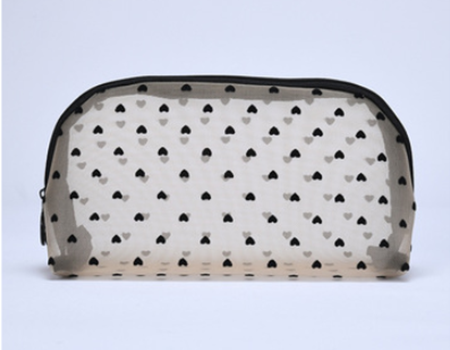 ODM Custom mesh nelon love cosmestic bag Portable lipstick envelope travel wash storage bag 6 set supplier
