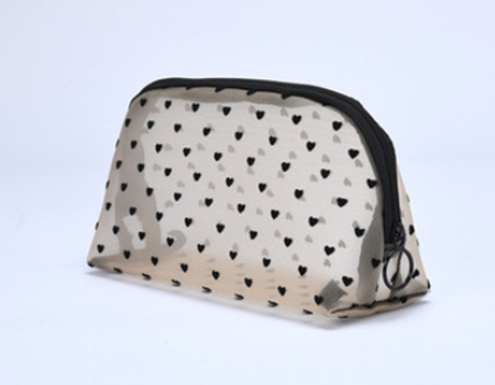 ODM Custom mesh nelon love cosmestic bag Portable lipstick envelope travel wash storage bag 6 set supplier