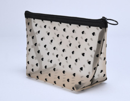 ODM Custom mesh nelon love cosmestic bag Portable lipstick envelope travel wash storage bag 6 set supplier