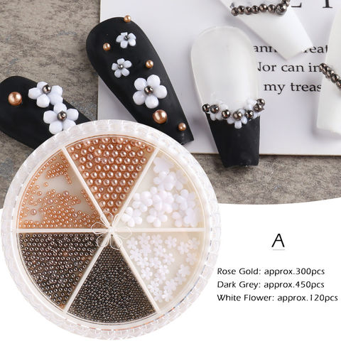 6 Boxes Nail Art Beads Nail Art Metal Balls Nail Beads For Nail Art Gold  Silver Rose Gold Nail Art Steel Beads Nail Caviar Beads For Nail Art Nail