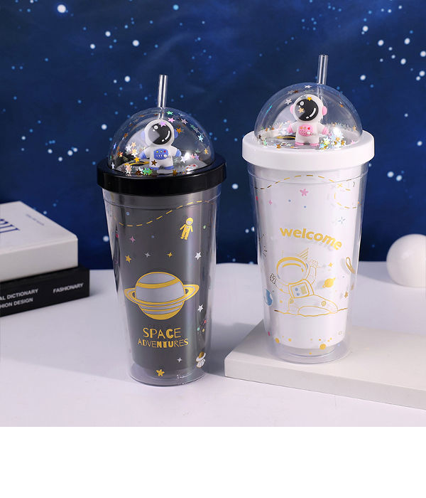 Double Wall Clear Plastic Tumblers,Reusable Cup With Lids And Straws For  Adults Kids,Insulated Tumbler,BPA FREE 480ml/16OZ