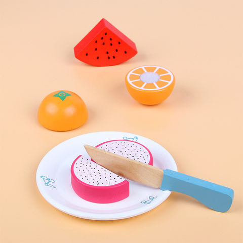 Plástico comida de juguete cortado frutas, verduras, juego de fingir