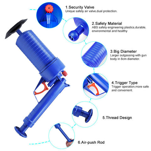 Toilet Plunger, Air Drain Blaster, Sink Plunger, Drain Clog Remover Tool,  High Pressure Drain Blaster Gun, Powerful Toilet Plunger-Blue for Kitchen